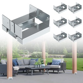 FMhotu Galvanized Post Base for Concrete, Adjustable Aluminum-zinc Plated Steel Deck Post Anchor Base,Post Base Holder with 1" Standoff for Deck Gazebo Pergola Porch (6, 6x6)