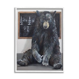Stupell Industries Forest Bear Teacher Algebra Equation Math School Room, Designed by Kamdon Kreations White Framed Wall Art, 24 x 30