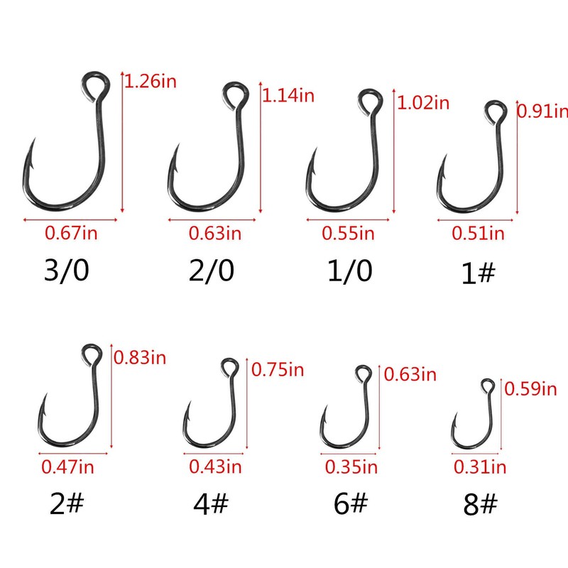 50pcs/Pack Fishing Single Replacement Hook Inline Large Eye Single Hook