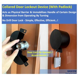 Gascem Door Knob Lockout Device. (Matt Black, 1 Padlock Included). Door Handle Lock - Prevents Doorknobs from Turning and Access to Keyhole. Childproof Door Knob Cover.