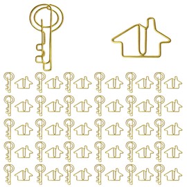 Real Estate Agent Paperclips Supplies - 60pcs Realtor Paper Clips House Key Shaped Clips Gifts for Office Home Classroom