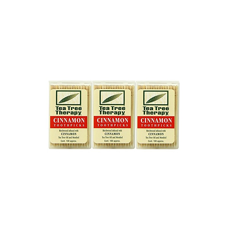 Tea Tree Therapy Toothpicks, Cinnamon, 100 Count (3-Pack)