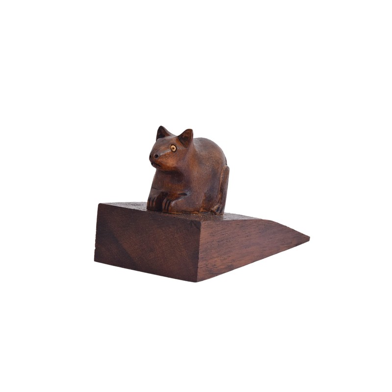 Door Stopper Wooden Handcarved Wedge Door Stop Decorative (Mouse Shape)