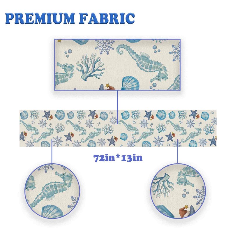 Christmas Table Runner Coastal Beachy Seahorse Starfish Table Runners Seasonal