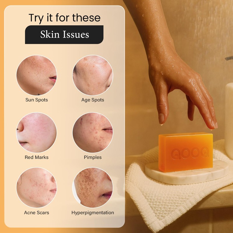 QOOQ Turmeric Kojic Acid Soap for Dark Spots Brightening –