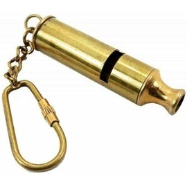 Zubaida Nauticals Style Whistle Key Chain ! Key Ring Gold Antique Metal Security Guard Whistle Brass Keychain for Car, Bike, Cycle and Home Keys Décor (Gold)
