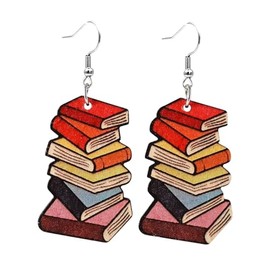 Lovely Owl Book Dangle Earrings - Apple Pen Drop Earrings - Unique Teacher's Day Jewelry (Books)