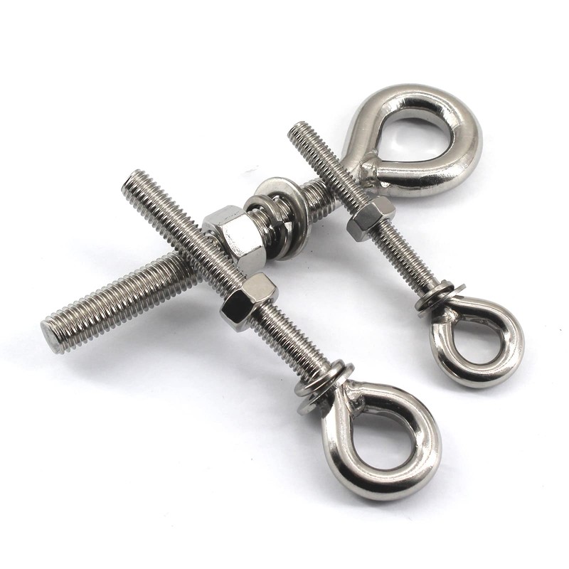 2Pcs M12 Stainless Steel Eye Bolt with Nut and Washers