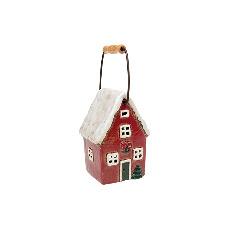Xmas Village Pottery Tall Lantern
