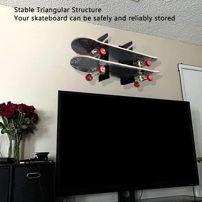 Skateboard Racks, Acrylic Wall Mount, 3-Layer Skateboard Holder, Snowboard Display