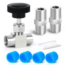 TAISHER 1PCS 304 Stainless Steel Straight Needle Valve 1/8" Female BSP for Flow Control Water Gas Oil with Nipple