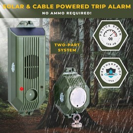 Tactiko Wire Trip Perimeter Alarm 2.0, 129 dB Rechargeable Perimeter – 80ft Kevlar Tripwire, Solar/USB, Weatherproof, Bear Deterrent for Camping, Property, Home Security (1 Pack)