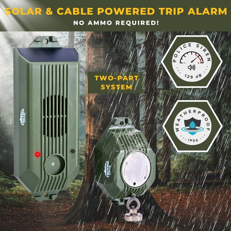 Tactiko Wire Trip Perimeter Alarm 2.0, 129 dB Rechargeable Perimeter