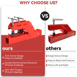 Clamp on Trailer Hitch 2" Receiver for Tractor Bucket, Non-Slip Tractor Bucket Trailer Adapter Mount for Kubota Deere Bobcat Hitch Attachment (Red)