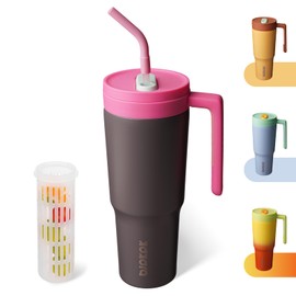 BJPKPK 40oz Tumbler With Handle And Fruit Infuser Insulated Tumblers With Lid And Straw Stainless Steel Travel Coffee Thermal Cup,Grey