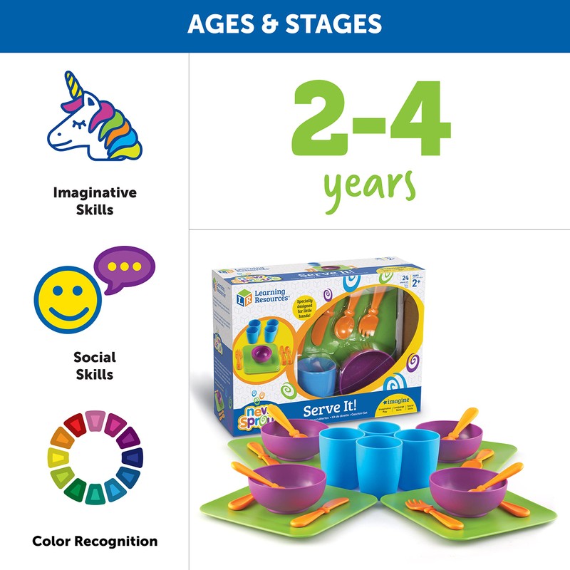 Learning Resources New Sprouts Serve It Dish Set, Early Social