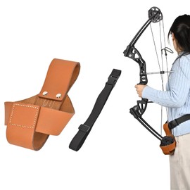 SPG Waist Compound Bow Holder - Archery Bow Belt Pouch for Shooter Holding Up Bows Practical Compound Bow Bag & Adjustable Belt Assisted Hunting Shooting Sporting Standing Resting Accessories(Brown)