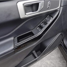 ruihe 4pcs Carbon Fiber Color Door Window Lift Panel Cover Trim Fit for Ford Explorer 2020 2021 2022 2023