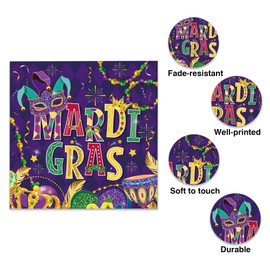100Pcs Mardi Gras Paper Napkins Mardi Gras Colorful Disposable Lunch Dinner Paper Napkin Set Mardi Gras Tableware Birthday Baby Shower Party Supplies,6.5 * 6.5 Inch