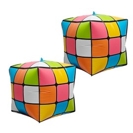 2pcs 4D Extra Large Square Grid Inflatable Aluminum Film Balloons 22 Inch Giant Dice Balloons for Party Casino Theme Game Decoration Indoor Outdoor Wide Game Lawn Game