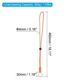 PATIKIL Paracord Lanyard with Keyring 18 Inch, 2 Pack Necklace Keychain Cord Metal Hook Strap for Keys Whistle ID Card Badge Holder, Orange