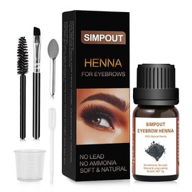 SIMPOUT Spot Color Henna Brow Kit, Purely Natural Henna Hair Powder, 6 grams, Instant Eyebrow Dye Kit, Professional Spot Coloring for Salon & Home Use, Easy to Use - Color: black