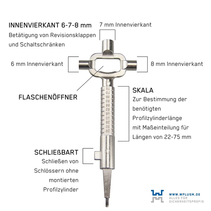 WPLUSM Universal Construction Key, Original Architect Key, Made in Germany,