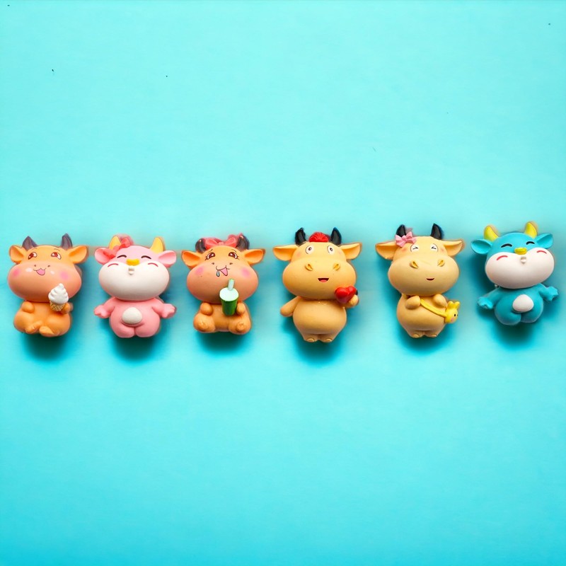 Set of 6 Cute animal 3D decorative magnets, Cow Fridge