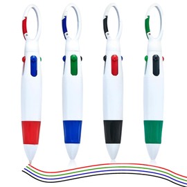 KkvoGmle Multicolor Ballpoint Pens, 4 pcs 4-in-1 Retractable Shuttle Pens Portable Ballpoint Pens with Carabiner for Office School Supplies Students Adults Gifts Party Favors