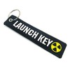 Launch Key Nuclear Radiation Fallout Black Fabric Keyring Embroidered Woven