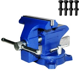 PPUMP Bench Vise 4.5 Inch Jaw Width 3.3 Inch Jaw Opening Home Vise - Secure Grip with 240° Swivel Base Home Vise Rotation Base - Assembled with a Combination of Heavy Duty Cast Iron and Steel - Blue