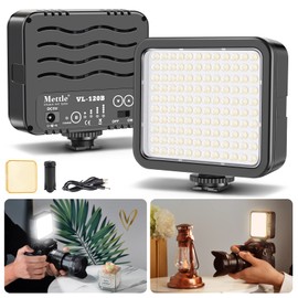 Mettlelite VL120B LED Video Light Kit Dimmable Continuous Portable on Camera Photography Lighting Rechargeable Camera Video Light with Tripod & Color Filters for Video Conferencing Gaming Vlogging