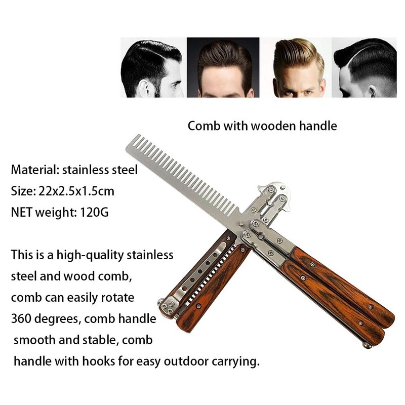 1 Pcs Metal Stainless Steel Durable Folding Butterfly Comb Gift