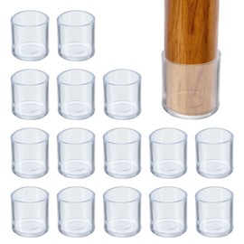 PATIKIL Round Rubber Chair Leg Caps Tips 3/4", 16 Pcs Plastic Furniture Leg Floor Protectors No Scratches No Noise for Chair Leg Protect Hardwood Floor, Transparent