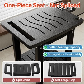 YEFU Shower Chair for Inside Shower: Slip-Resistant Waterproof No Maintenance 500 LBS Weight Capacity - Shower Bench/Stool with Shelf & Handle for Bathroom/Outdoor - Easy to Assemble for Adult/Black