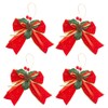 4Pcs Red Christmas Bows Xmas Wreaths Bows Sequin Bow Ties