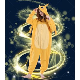 Laahoem Animal Dragon Pyjamas Unisex Adult Hood Men Women Jumpsuit Costume Cosplay Sleepwear, yellow