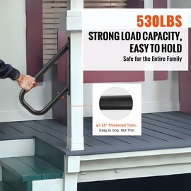 VEVOR Handrails for Outdoor Steps 18.9"Wall Mount Safety Railings for 1-2 Steps - D-Type Double Handle