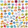100PCS Cartoon Marine Life Stickers, Cute Vinyl Marine Fish Waterproof