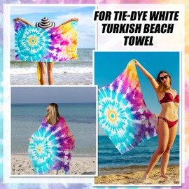 Windkream Turkish Beach Towels for Tie-dye 71x 35 Inch White Beach Towel with Tie Dye Thread Oversized Absorbent Towel Large Cotton Quick Dry Blanket for Adults Swimming Travel Pool Bath Sports Party