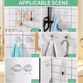 lankai Pack of 6 Suction Cup Hooks, Suction Cup Hooks, Extra Strong, 3 kg Load Capacity, Suction Hooks No Drilling, Suction Cup Hooks, Window Hooks, Suction Cup, for Kitchen, Bathroom, Room, Window,