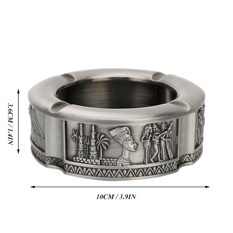 Ashtray Zinc Alloy Retro Egyptian Pharaoh Pattern Living Room Decoration