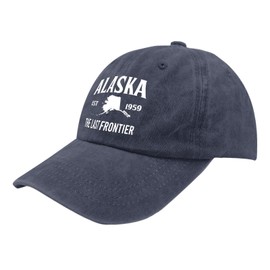 Hats Alaska The Last Frontier Dad Hat, Graphic Hat for Women Navy Blue