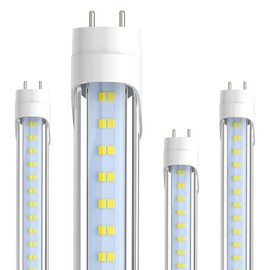 JESLED 4FT LED T8 Type A+B Tube Lights, 28W(80W Equivalent), 4060LM, 5000K, Single or Double End Powered, Plug and Play or Ballast Bypass, 4 Foot T10 T12 Fluorescent Bulbs Replacement, Clear(4-Pack)