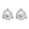 Salanda 925 Sterling Silver Encircle Pearl CZ Stud earrings ,White