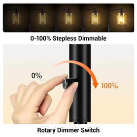 BoostArea Dimmable Standing Lamp with Seeded Glass Lampshade, 6W LED Bulb Included, Modern Industrial Lamp for Living Room, Bedroom, Office