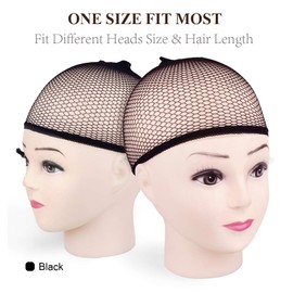 MORGLES 6PCS Wig Cap Non Slip, Black Mesh Net Wig Caps for Women Men, Weaving Hair Net Close End Fishnet