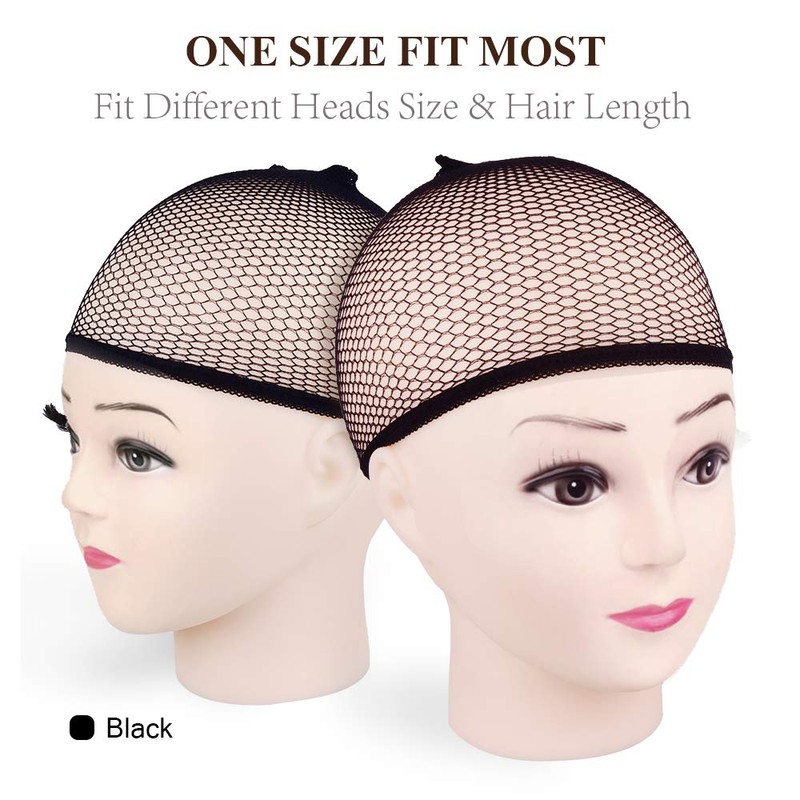 MORGLES 6PCS Wig Cap Non Slip, Black Mesh Net Wig