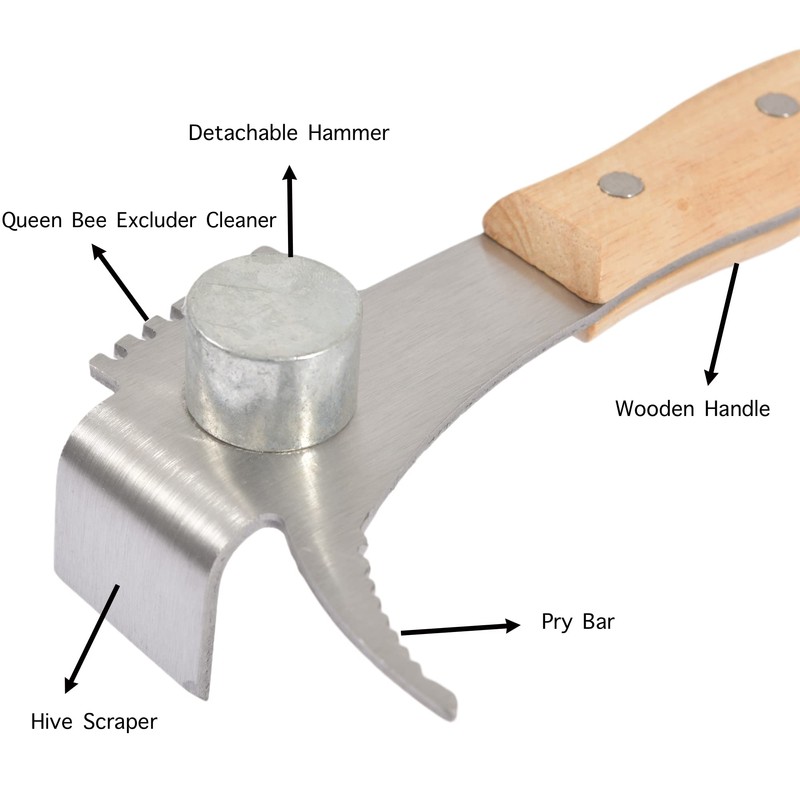 DEEPBANG Multi-Purpose hive Tool with Wooden Grip Hive Scraper, bee