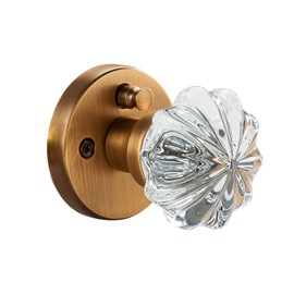 dairazan Glass Door-Knobs Antique Brass - Privacy Crystal Door Handles for Interior Bathroom Bedroom Kitchen(Antique Brass, Privacy)